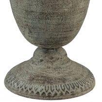 Artículo Jarrón taza metal gris/marrón antiguo Ø20,5cm H25cm