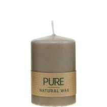 Artículo Vela de pilar puro marrón 90/60 vela de cera natural decoración sostenible de velas de colza estearina