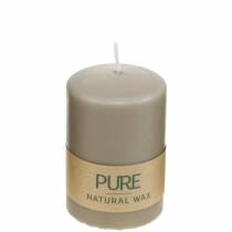 Artículo Vela de pilar puro marrón 90/60 vela de cera natural decoración sostenible de velas de colza estearina