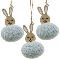 Artículo Puschelbunny blue deco colgante madera felpa aprox.7×7×10cm 6pcs