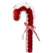 Bastón de caramelo Deco grande Navidad rojo blanco con punta Al. 36 cm