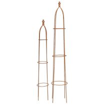 Artículo Obelisco de metal con aspecto oxidado y celosía, 69/86 cm, juego de 2