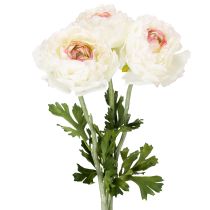 Artículo Ranúnculo artificial con delicadas flores para una decoración elegante y de fácil cuidado, 51 cm, 3 piezas.