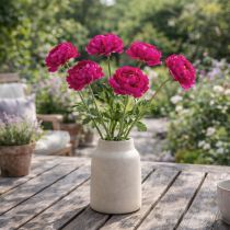 Artículo Ranúnculo artificial como flor individual para un diseño interior atemporal y versátil, 51 cm, 3 piezas