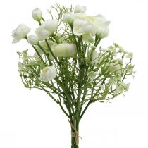 Ramo de Ranúnculos Flores Artificiales Flores de Seda Blanco L37cm