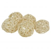 Artículo Bola rattan blanqueada Ø4cm 24p