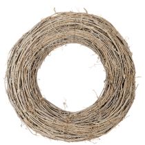 Artículo Corona decorativa, ramas de ratán, blanqueada, para diseño creativo, 50 cm