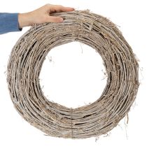 Artículo Corona decorativa, ramas de ratán, blanqueada, para diseño creativo, 50 cm