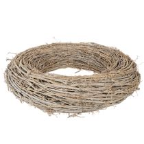 Artículo Corona decorativa, ramas de ratán, blanqueada, para diseño creativo, 50 cm