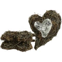 Artículo Corazón de planta de vid, corazón decorativo de madera y alambre, idea de regalo DIY, decoración de mesa de jardín, decoración de pared, forma de corazón, juego de 3 piezas, 30x20x6cm