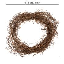 Artículo Corona de vid natural Ø15cm, juego de 10 - Ideal para decoraciones de otoño, Navidad, Pascua y funerales