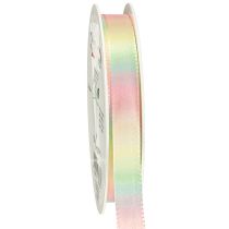 Artículo Cinta arcoíris pastel, cinta decorativa, cinta de regalo, 15 mm, 18 m