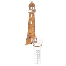 Artículo Pluviómetro con aspecto oxidado en forma de faro: pluviómetro decorativo para jardín y vallas, 41 cm, óxido