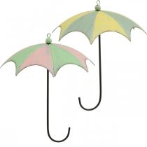 Paraguas de metal, primavera, paraguas colgantes, decoración de otoño rosa/verde, azul/amarillo H29.5cm Ø24.5cm juego de 2