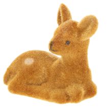 Artículo Figura decorativa de cervatillo reclinado para decoración de mesa, 8 cm, 6 piezas