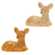 Artículo Figura decorativa de cervatillo reclinado para decoración de mesa, 8 cm, 6 piezas