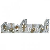 Artículo Casas para iluminación, decoración de ventanas, casas de luz plateadas, farol de metal aspecto antiguo L67.5cm H20cm