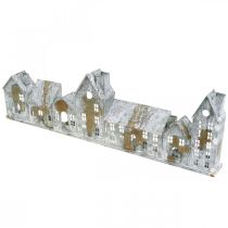 Artículo Casas iluminadas, adornos para ventanas, faroles plateados, farol de metal de aspecto antiguo, 67,5 cm de largo x 20 cm de alto.
