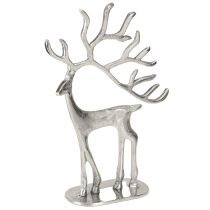 Artículo Figura de ciervo decorativa de reno de metal plateado de 31 cm de alto.