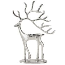 Artículo Figura de ciervo decorativa de reno de metal plateado H31cm