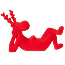 Artículo Figura decorativa de reno rojo, tumbado, diseño moderno, 24 cm, 2 piezas.