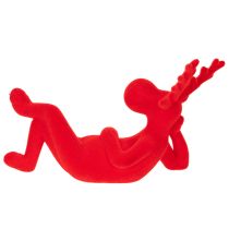 Artículo Figura decorativa de reno rojo, tumbado, diseño moderno, 24 cm, 2 piezas.
