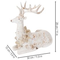 Artículo Figura decorativa de un ciervo sentado con astas, 30 cm.