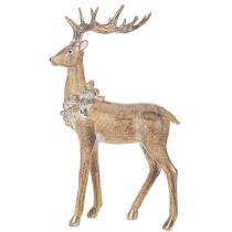 Artículo Figura decorativa de un ciervo de pie con astas y piñas, 41 cm.
