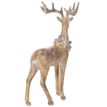 Artículo Figura decorativa de un ciervo de pie con astas y piñas, 41 cm.