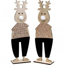 Artículo Reno figura decorativa de madera standee Navidad 12×6.5cm H45cm 2pcs