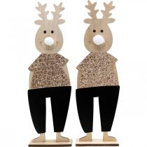 Artículo Reno figura decorativa de madera standee Navidad 12×6.5cm H45cm 2pcs