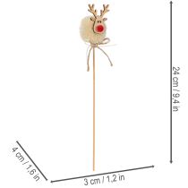 Artículo Pinzas decorativas de reno con pompones para Navidad, 24 cm, 12 unidades