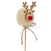 Artículo Pinzas decorativas de reno con pompones para Navidad, 24 cm, 12 unidades