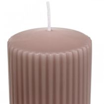 Artículo Velas de pilar vela acanalada rosa antigua 70/90mm 4 piezas