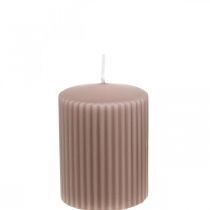 Artículo Velas de pilar vela acanalada rosa antigua 70/90mm 4 piezas
