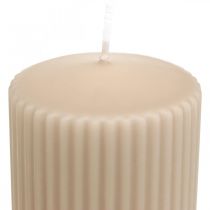 Velas de pilar beige vela acanalada 70/130mm 4uds