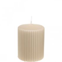 Artículo Velas de pilar beige vela acanalada 70/90mm 4uds