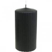 Artículo Velas de pilar vela ranurada negra 70/130mm 4 piezas