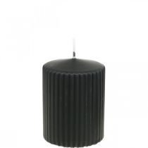 Artículo Velas de pilar vela ranurada negra 70/90mm 4 piezas