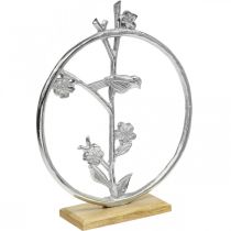 Decoración de mesa primavera, anillo decorativo pájaro deco plata H32.5cm