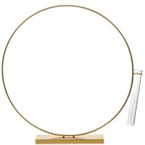 Artículo Anilla decorativa con soporte y probeta Anilla metálica Dorada Ø35cm