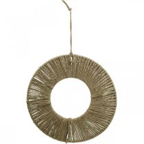 Anillo forrado, decoración de verano, anillo decorativo para colgar, estilo boho colores naturales, plata Ø29.5cm