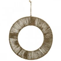Anillo decorativo para colgar, decoración de pared, decoración de verano, anillo revestido color natural, plata Ø39,5cm