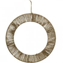 Decoración de pared, verano, anillo para colgar, estilo boho, anillo decorativo cubierto natural, plata Ø49cm