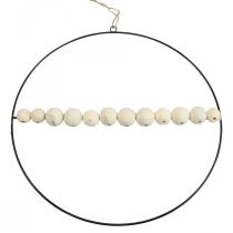 Artículo Anillo decorativo metal cuentas de madera negro blanco natural Ø30cm 4ud