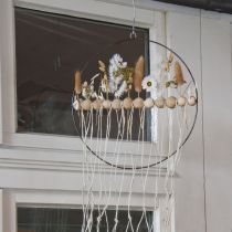 Artículo Anillo decorativo, metal, cuentas de madera, Ø30cm, negro, blanco, natural, juego de 4