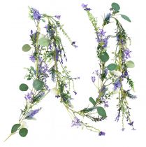 Artículo Guirnalda de flores romántica lavanda violeta blanco 194cm