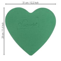 Artículo Corazón de espuma floral romántico 30cm espuma floral verde 2 piezas