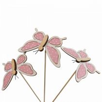 Artículo Palos decorativos mariposa rosa madera 7.5cm 28cm 12pcs