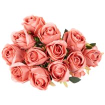 Artículo Flores artificiales de rosas en un ramo, tallo largo de 62 cm, 12 unidades.